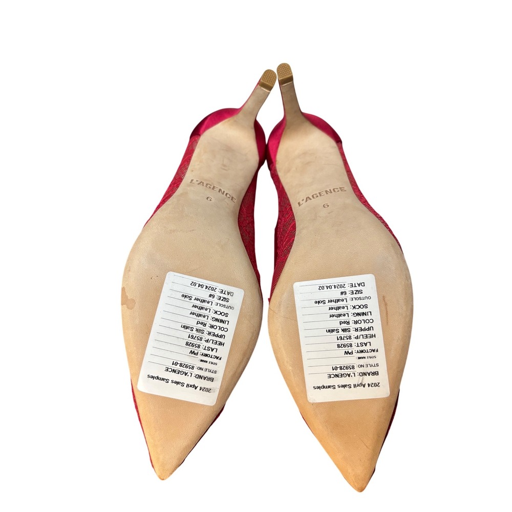 L'AGENCE Women's Red Lace Rose Stiletto Heels Pumps Size 6 Valentine's Day! - Picture 6 of 6